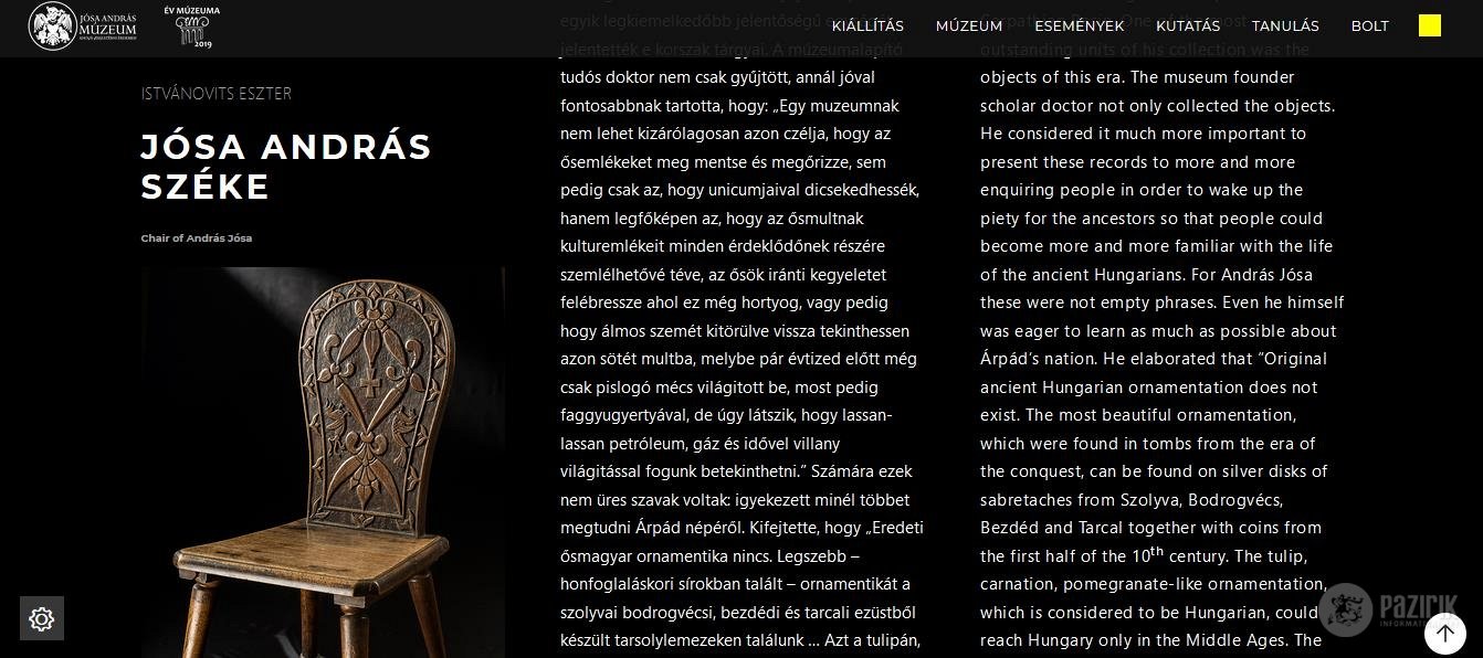 Jósa András Múzeum, weboldal